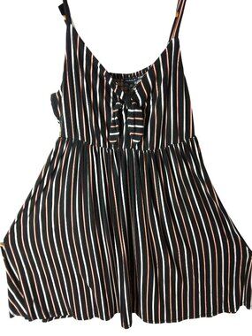 Torrid Womens Plus Striped Sleeveless Black Striped Tie Dress Size 3 3X Skater